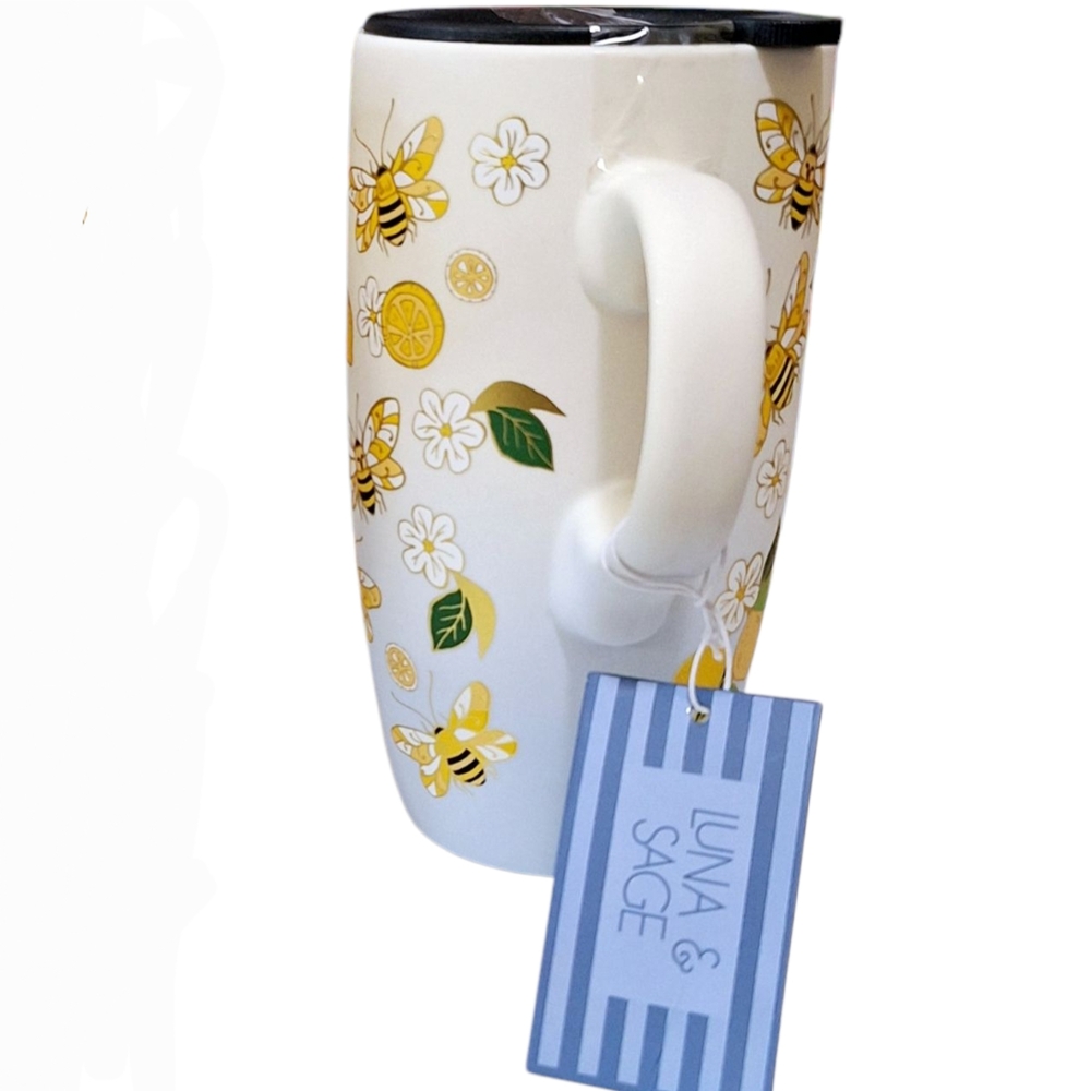 LUNA & SAGE BEE AND LEMON CUP WITH LID - Picture 2 of 6